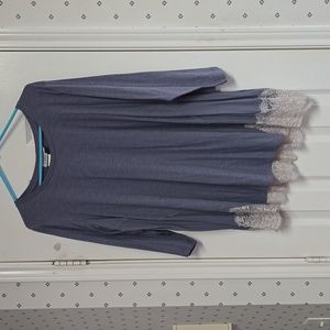 Women's Brand New LOGO/Laurie Goldstein Purple Tunic with Silver Lace. Size 1X